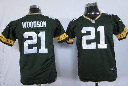 youths Jersey Green Bay Packers 21 Charles Woodson Green Nike Game